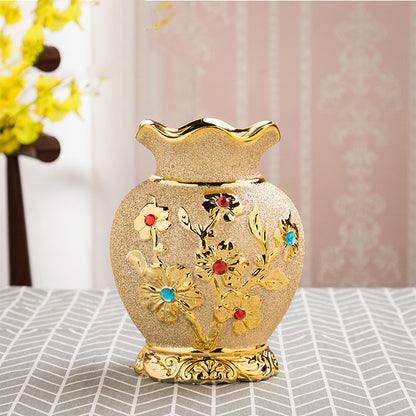 Ceramic Vase Electroplating Gold European Style Home Living Room Decoration