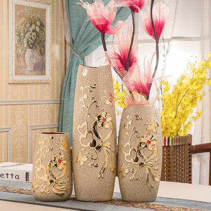 Ceramic Vase Electroplating Gold European Style Home Living Room Decoration